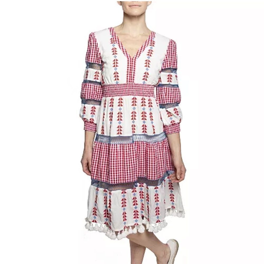Area Stars Embroidered Sorrento V-Neck Dress XS